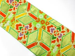 アンティーク 亀甲に華紋・菊・桐模様織り出し袋帯(着用可)